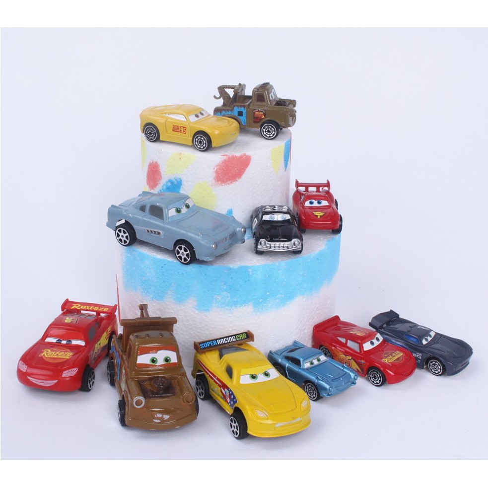 Phụ kiện trang trí bánh sinh nhật bánh kem - Set 6 ô tô cảnh sát trang trí bánh