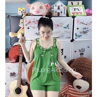 Đồ ngủ thun lạnh thêu hoa