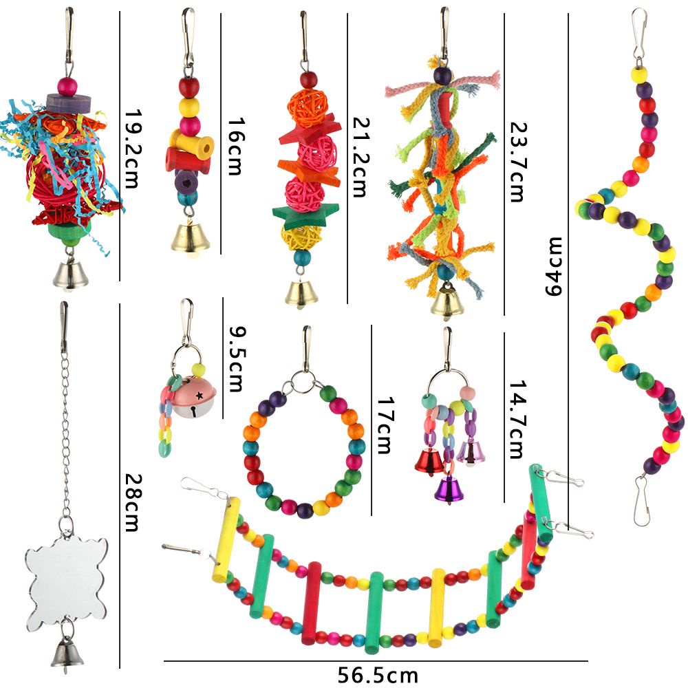 Bộ đồ chơi xích đu / quả cầu / võng treo lồng chim vẹt xám Úc/ vẹt yến phụng