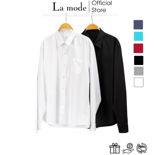 Áo Sơ mi Nam Dài Tay Hàn Quốc Cổ Bẻ Vải Lụa Thái Chống Nhăn Chống Xù - La mode