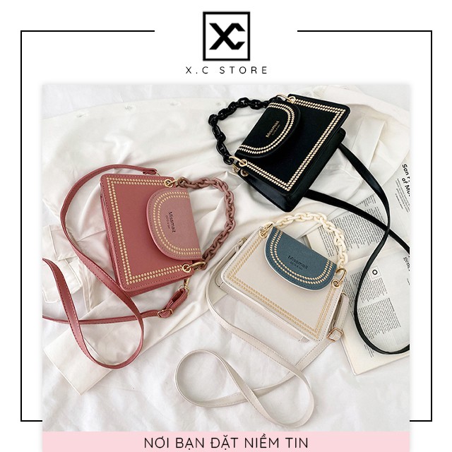 [RẺ NHẤT SHOPEE] Túi xách đeo chéo nữ XC-6860, phối dây xích to bản to, kiểu dáng trẻ trung, thiết kế đẹp, công sở