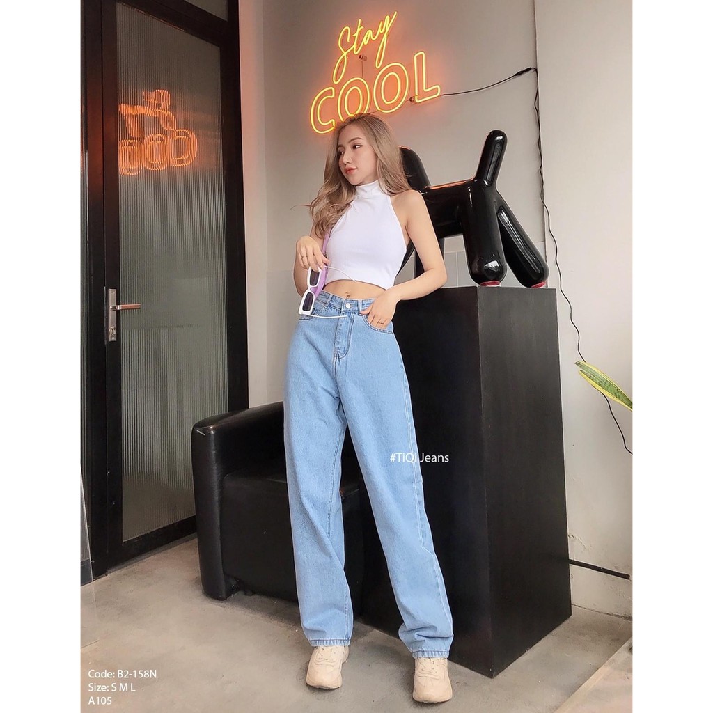 Quần Jean Nữ Thời Trang BAGGY 909 ỐNG SUÔNG XANH - HÀNG CHUẨN HÌNH