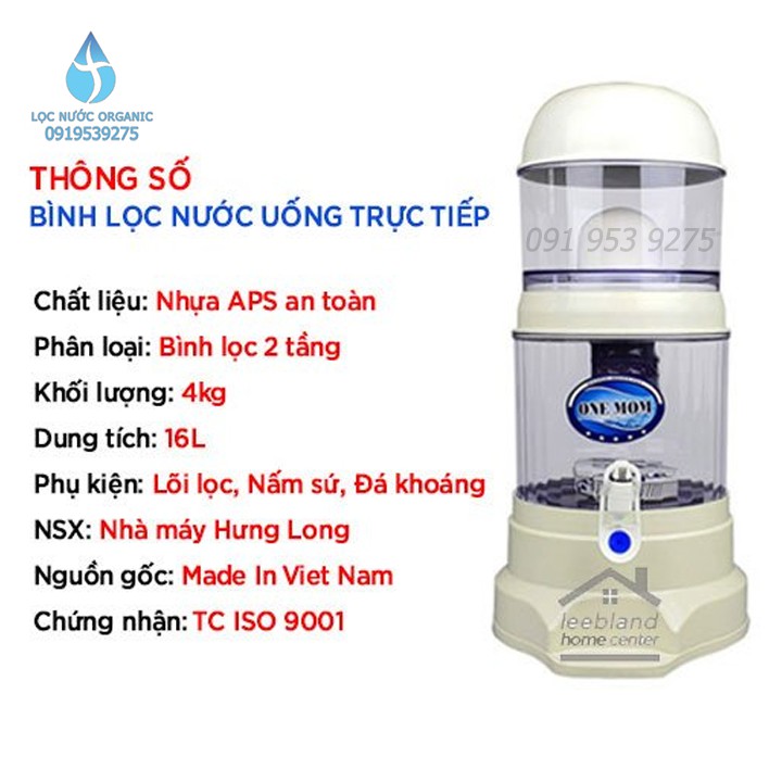 Bình Lọc Nước Uống Hưng Long OneMom 15L 23L 💟 CHÍNH HÃNG 💟 Bình lọc nước gia đình