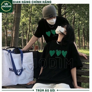 Áo đôi đẹp dễ thương, áo thun in hình 3 trái tim ngang đáng yêu