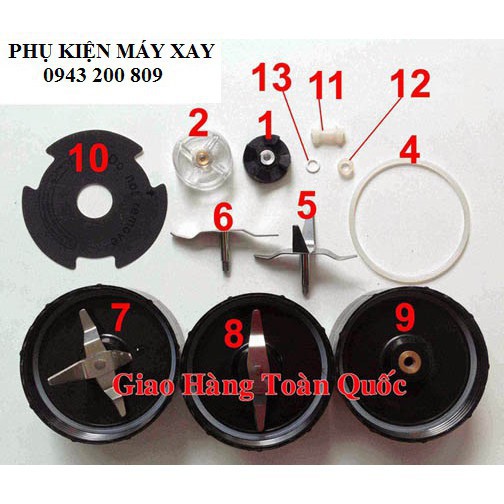 [Mã ELHA22 giảm 5% đơn 300K] Phụ kiện máy xay Magic: Lưỡi dao 4 - số 7 đế dao 4 lưỡi (màu đen) -phukienmayxay