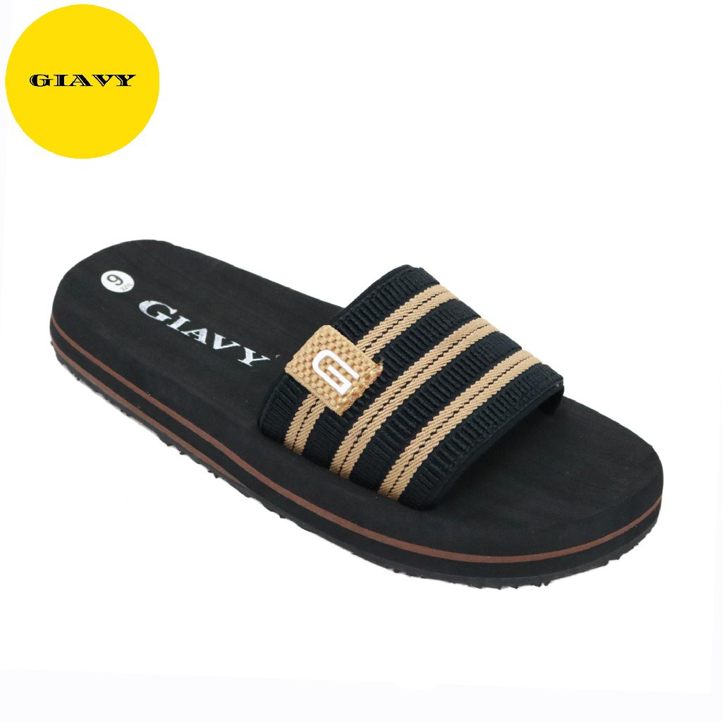 Dép xốp nữ quai ngang sọc mix màu M12 - GIAVY