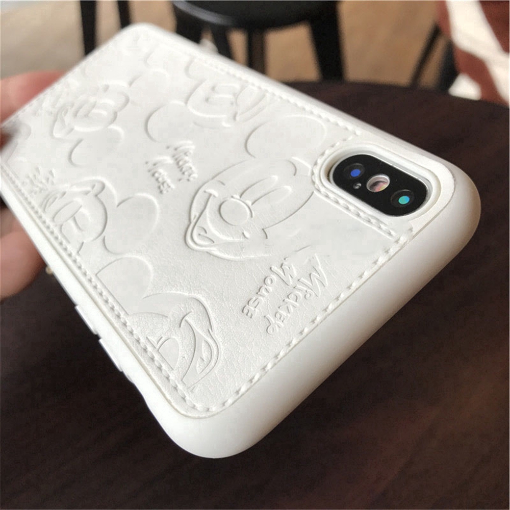Vỏ PU bằng da mềm Cartoon Brand Disney Mickey Minnie  3D PU Leather +TPU Shockproof phone case iPhone 11 Pro Max 7 8 6 6S Plus XS Max X XR Cover Casing