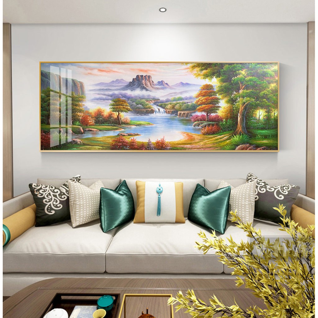 Tranh treo tường hiện đại phong cảnh thiên nhiên thác nước Châu Âu Chất liệu bóng kính hoặc vải canvas ZTU_236094