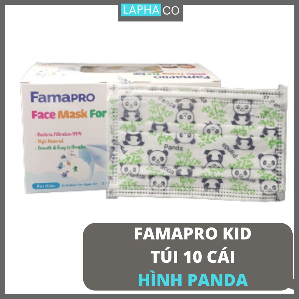 Khẩu trang y tế 4 lớp kháng khuẩn Nam Anh FAMAPRO SUNNY và KID (trẻ 4-10 tuổi) - Túi 10 cái