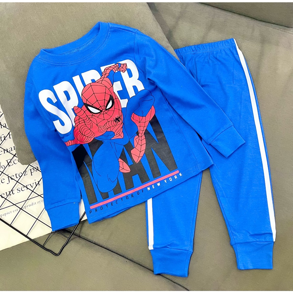 Đồ Bộ Dài Tay Bé Trai Set Quần Áo Thu Đông Bé Trai 9-22 Kg Thun Borip In Siêu Nhân Đẹp Homie Kids