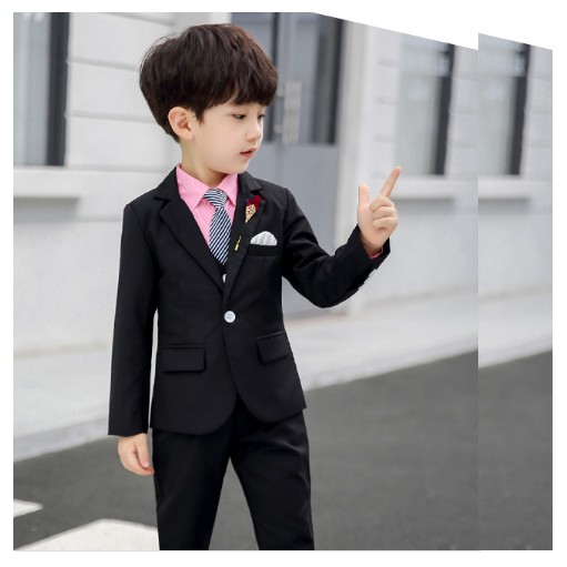 Bộ ghile vest bé trai đen TQB040 gồm 3 chi tiết (Áo ghile + Áo Vest + quần tây) tặng kèm cà vạt