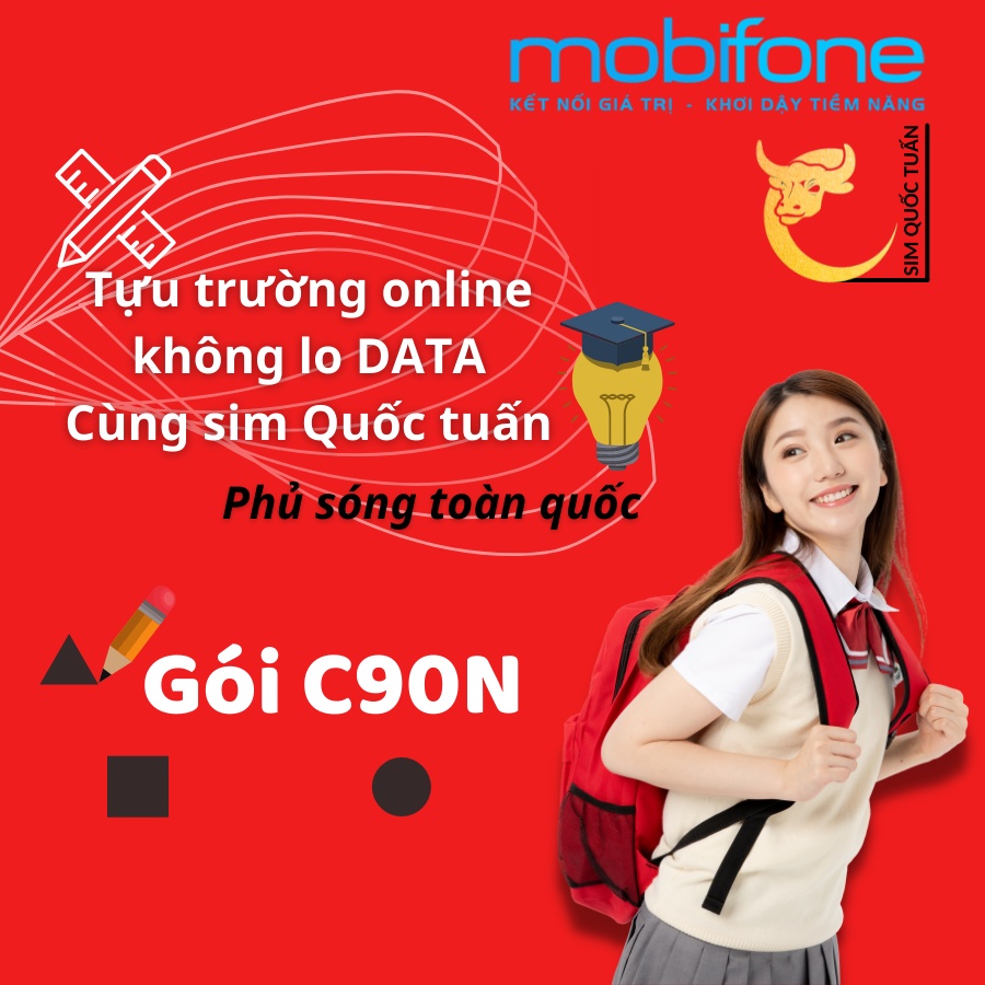 Sim Số Đẹp Mobifone đầu 4G Gói C90N {tặng 1 tháng} 120GB/tháng +1000p nội mạng+50p ngoại mạng