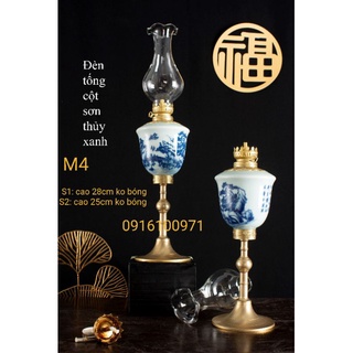 Đèn xanh bọc đồng sứ Bát Tràng
