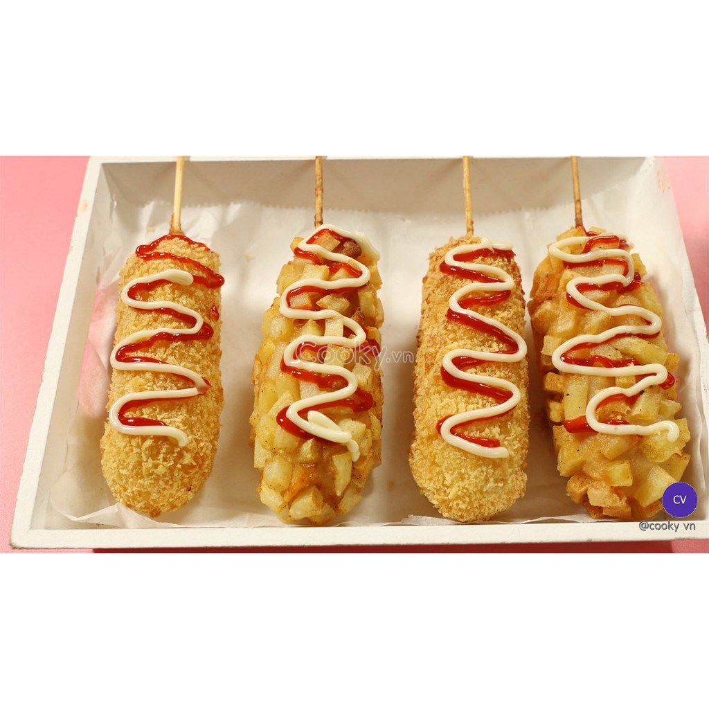 Combo 8 cây hotdog xúc xích phô mai kéo sợi