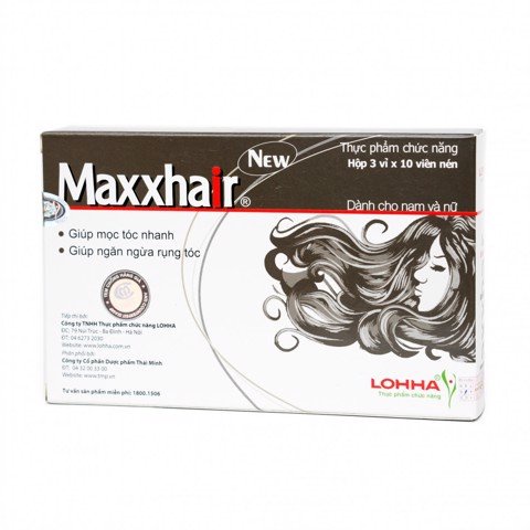 Maxxhair New - ngăn ngừa rụng tóc - bổ sung Vitamin,khoáng chất giúp tăng cường sức khỏe của tóc; giúp tóc mọc nhanh