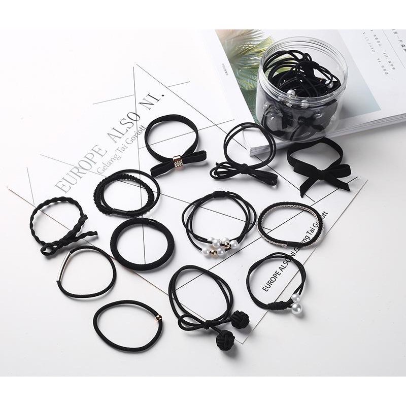 Full box - Set 12 dây buộc tóc kiểu Hàn Quốc.