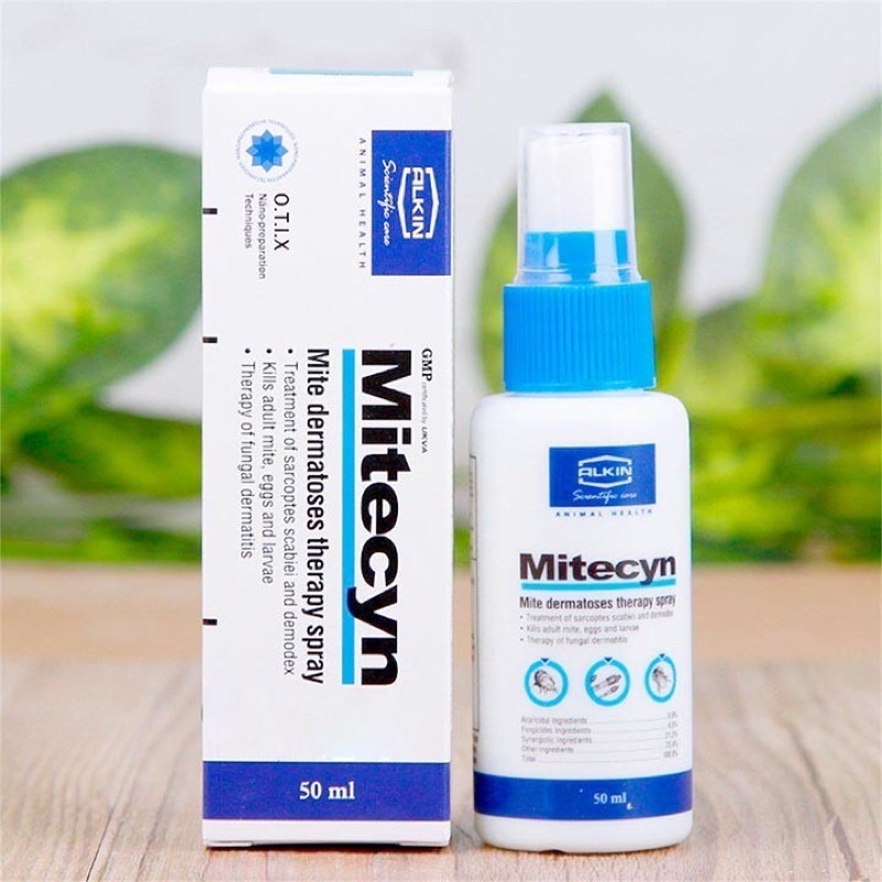 Xịt trị viêm da cho chó mèo Alkin Mitecyn chai 50ml - Zippopet