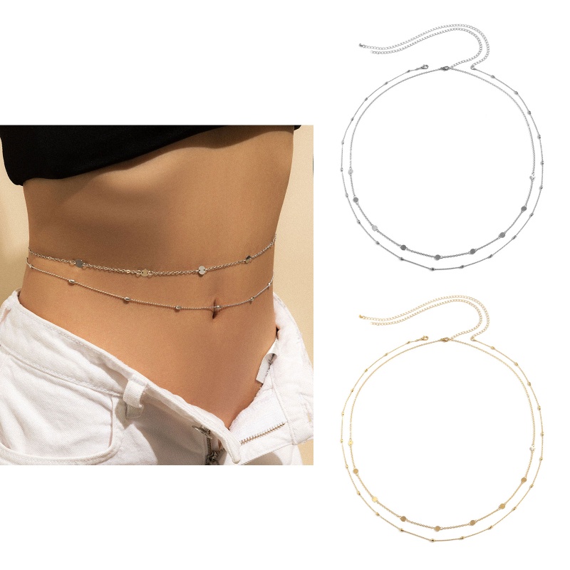 Dây Chuyền Đeo Eo Đính Đồng Xu Và Xương Rắn Hai Lớp Gợi Cảm Cho Nữ