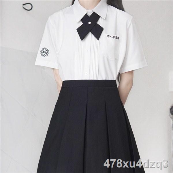 ﹊[bài báo gai] nguyên bản đồng phục JK nữ đại học ngắn tay cơ áo sơ mi trắng phong cách thêu Nhật mùa hè