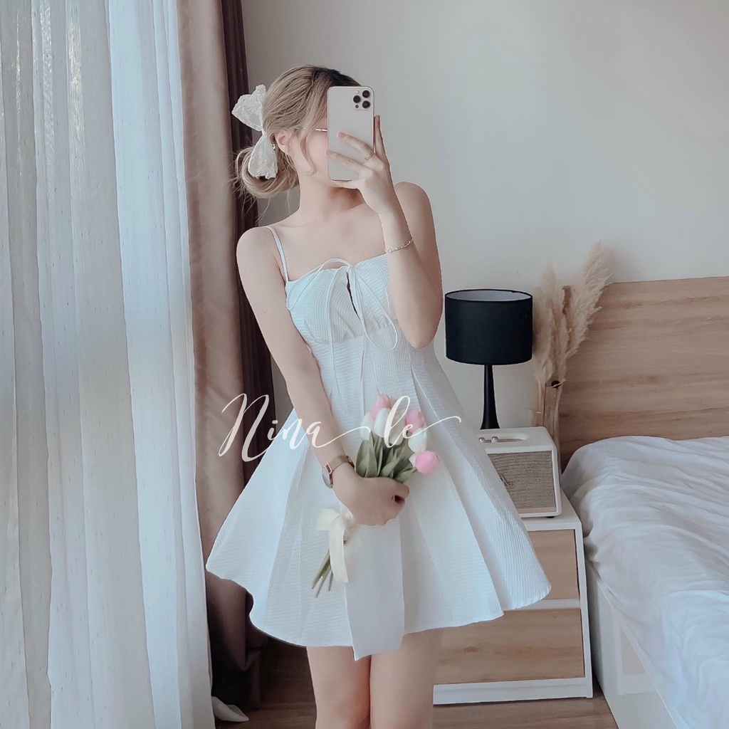 [Sales FreeShip] Đầm Xốp Thái Ô Vuông Hàng Quảng Châu - Đầm Xốp Thái 2 Dây Có Mút - Đầm Mặc Được 2 Kiểu