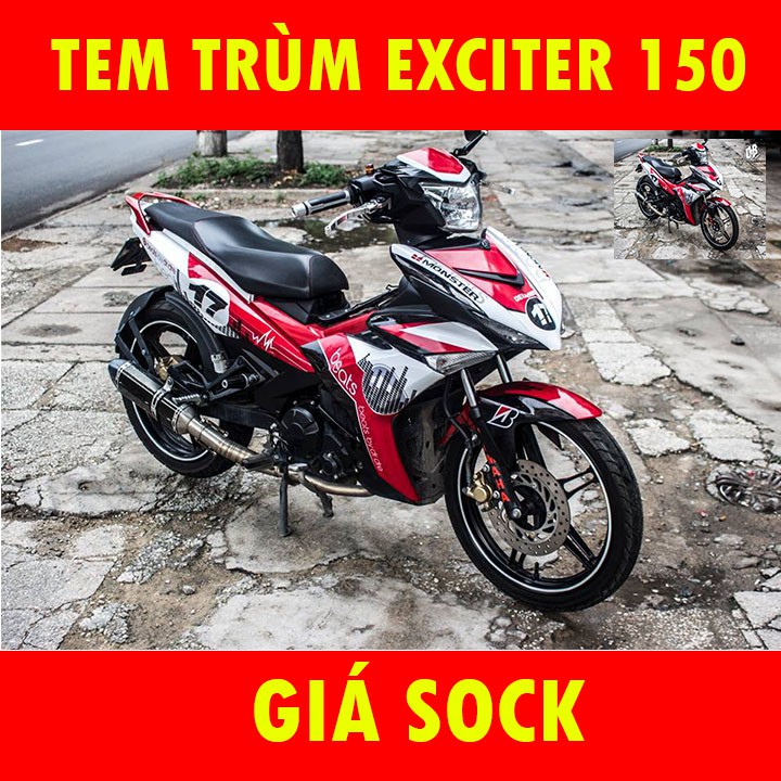 Tem Trùm Xe Exciter 150 Beat Đỏ Trắng