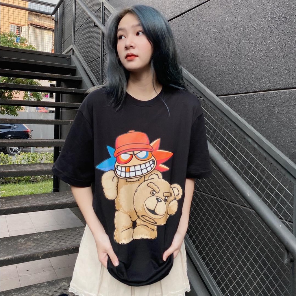 Áo thun nam nữ tay lỡ form rộng unisex SWE Mozzie Ted vải dày mịn co dãn tốt Lyn Fashion