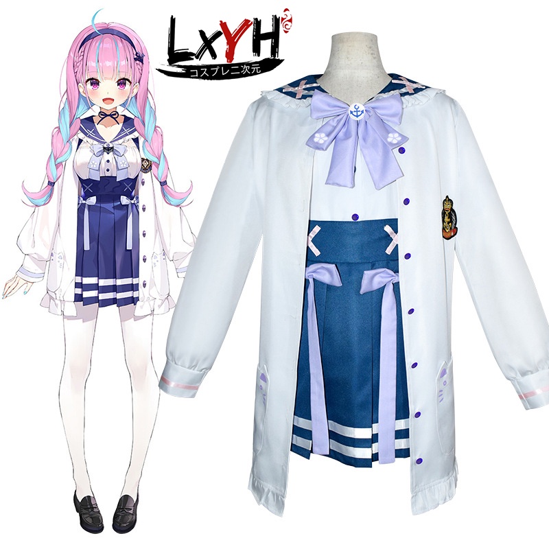 Hololive Minato Aqua Vtuber trang phục cosplay Anime Phim Hoạt Hình Cosplay Tóc Giả Trang Phục Trang Phục Người Phụ Nữ