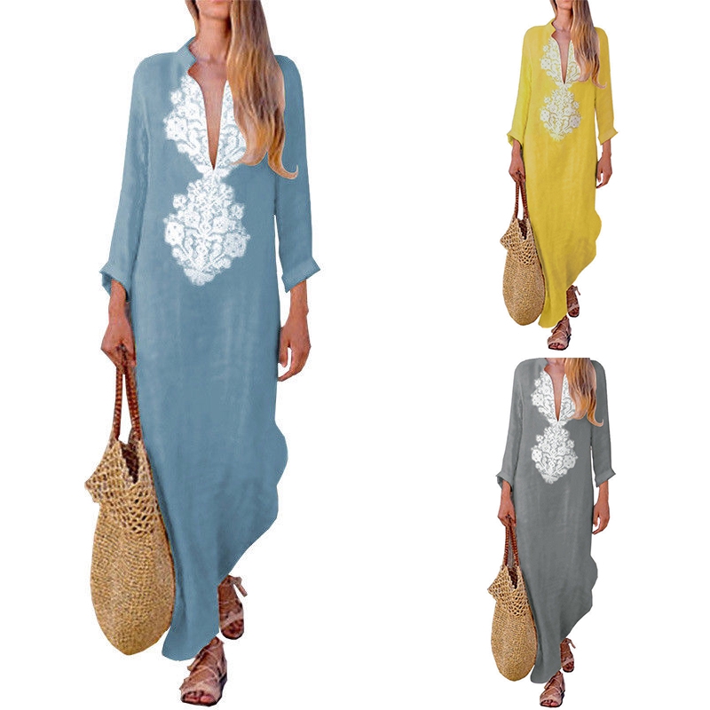 Đầm maxi xẻ tà ZANZEA in họa tiết độc đáo thời trang cho nữ
