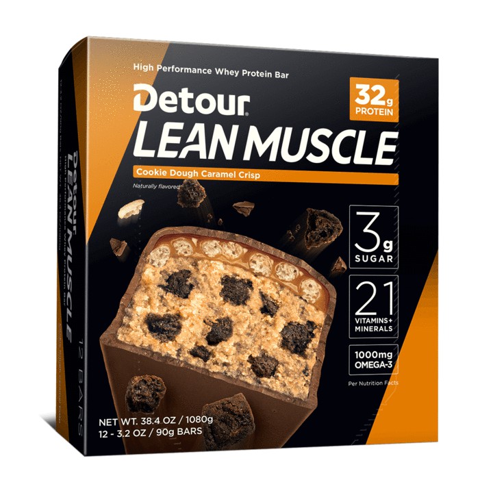 Protein Bar Detour Lean Muscle : 32g Protein, 21 Vitamin,1000mg Omega-3 - Chính hãng USA