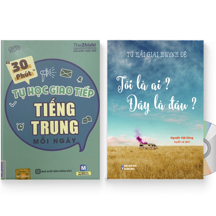 Sách - Combo 2: 30 phút tự học giao tiếp tiếng Trung mỗi ngày + Tôi là ai? Đây là đâu? + DVD quà tặng