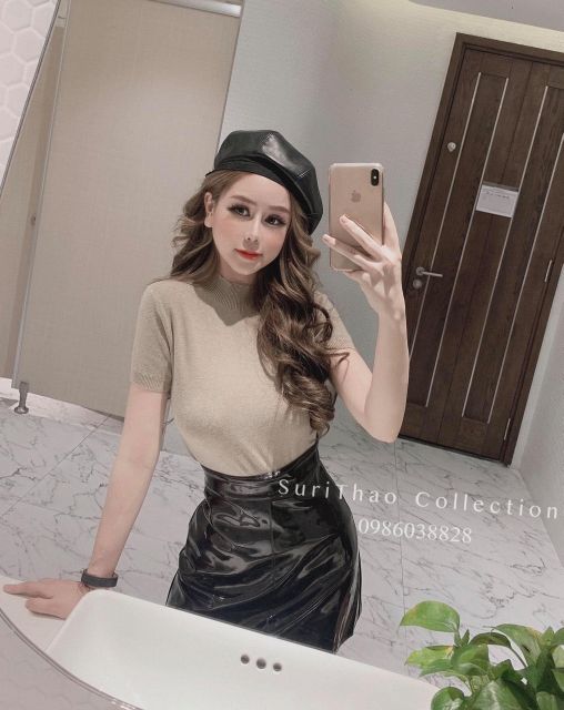 Áo len trơn ngắn tay cổ 3p hàng QC