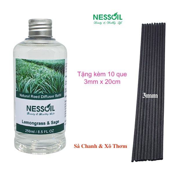 Tinh dầu Refill 250ml, hương Sả &amp; Xô Thơm dùng để rót vào lọ đã cạn tinh dầu mà không cần mua bộ mới