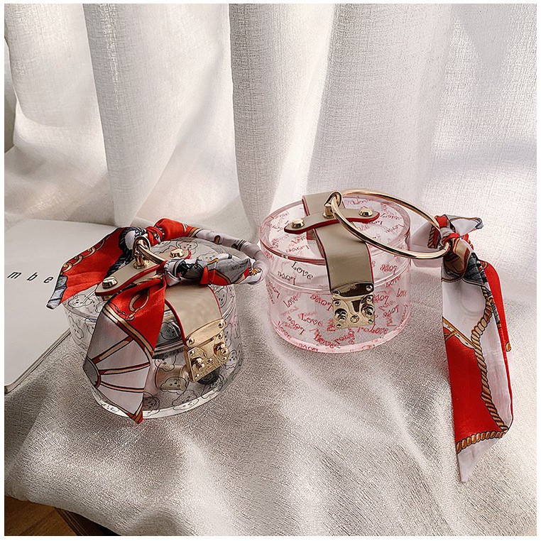 [Hot trend] Túi Cốp Trong Suốt Quấn Khăn Thời Trang Phong Cách Hàn Quốc Trẻ Trung Đáng Yêu Hàng Xịn TKT01 | BigBuy360 - bigbuy360.vn