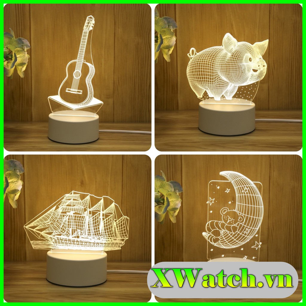 Đèn ngủ 3D  thuyền buồm - Đèn trang trí 3D