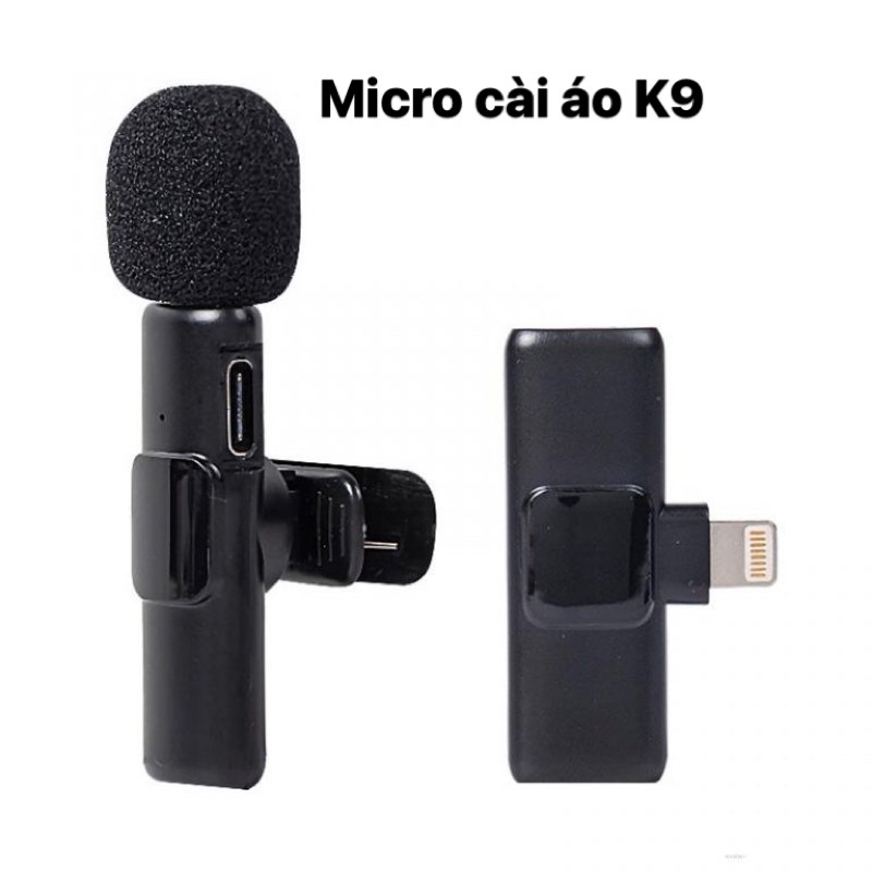 Micro trợ giảng không dây cài ve áo kèm đầu thu chân lightning K9