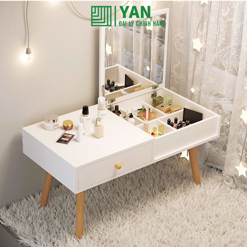 Bàn trang điểm bàn phấn mini kèm gương nhiều hộc có ngăn kéo tiện lợi