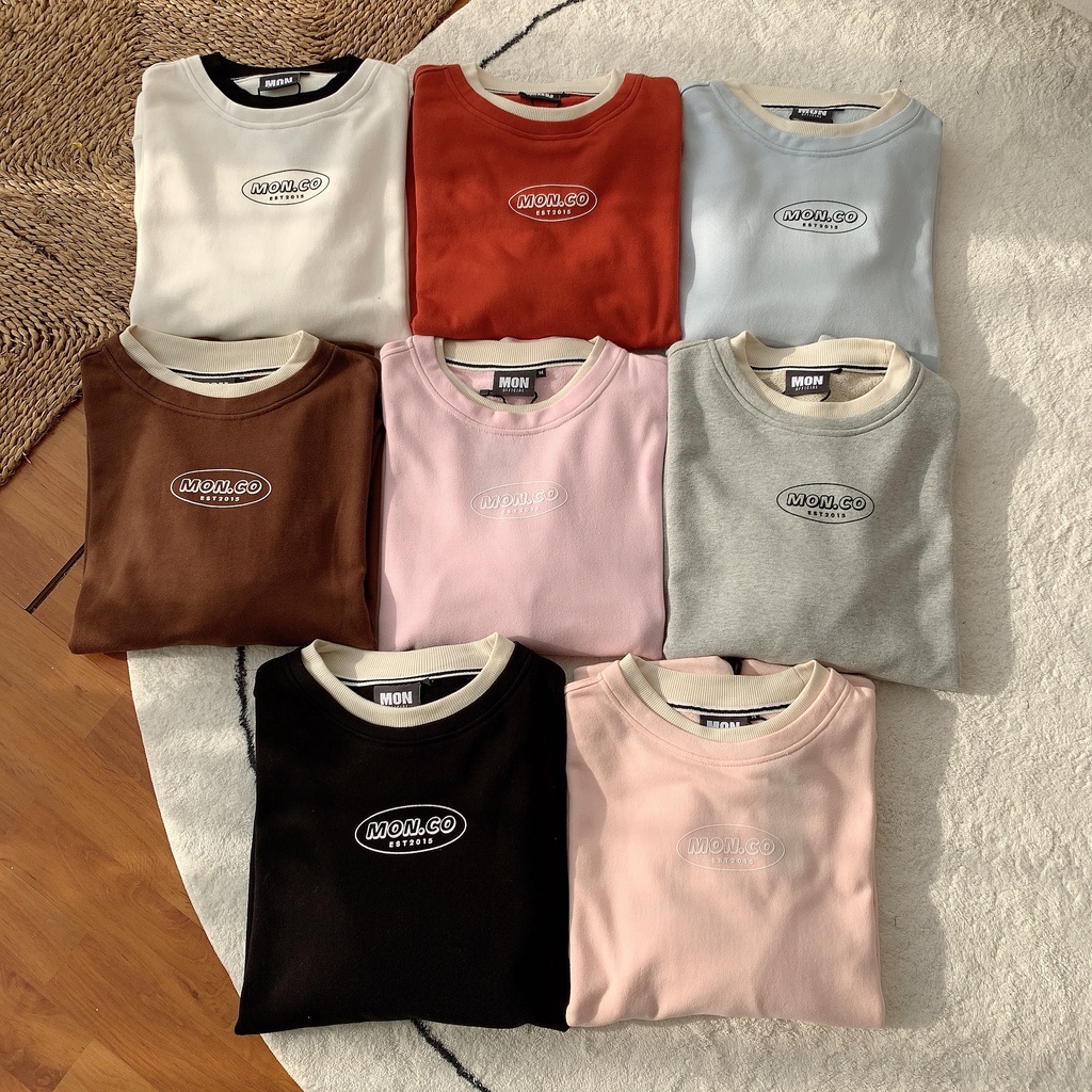 SS9 Áo sweater nỉ MON.CO, áo swater nỉ chân cua cổ tròn.