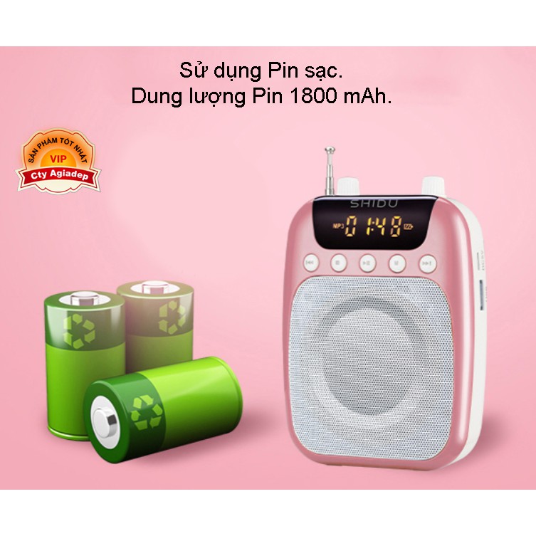 Mic trợ giảng Shidu Loại xịn kèm 3 Mic (ko dây + có dây + mic cổ áo) cho Giáo viên MC AS358