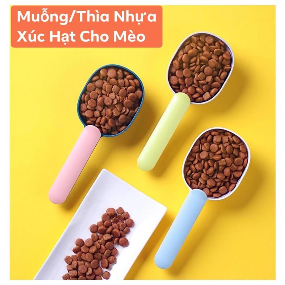 Muỗng/Thìa Xúc Hạt Thức Ăn Khô Cho Mèo/Chó - Thiết Kế Cute - Màu Sắc Sang Trọng - Chọn Màu Thoải Mái