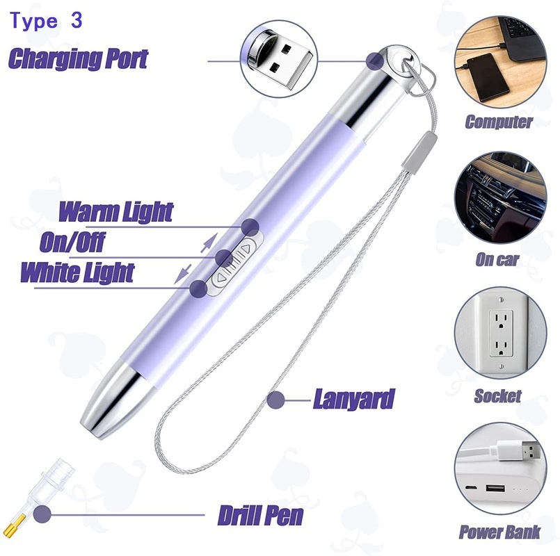 1 Bộ Dụng Cụ Làm Tranh Đính Đá Có Đèn Led Diy