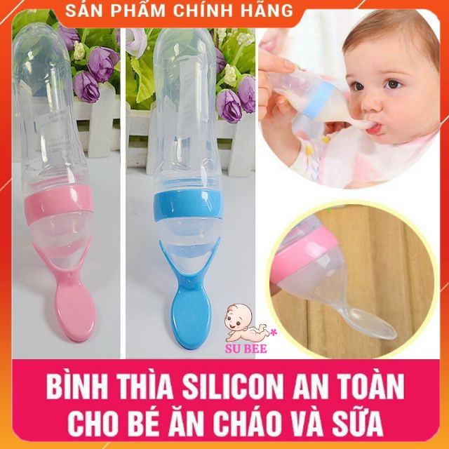 [Chính hãng] Bình thìa ăn dặm bón cháo đút bột uống sữa chất liệu silicon an toàn cao cấp