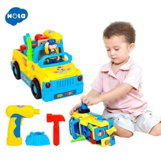 Đồ chơi xe cầu máy khoan điện và nhiều dụng cụ khác nhau Hola No. 6109