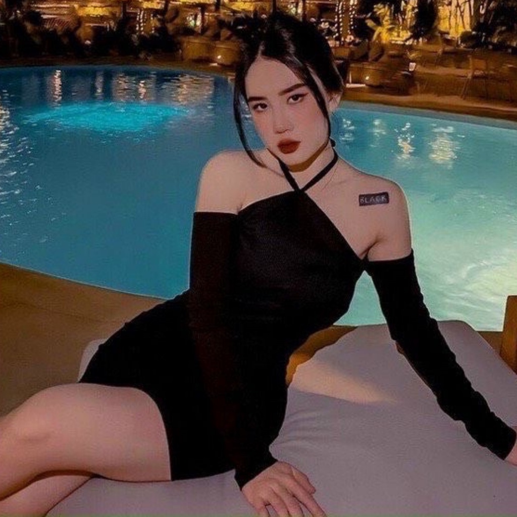Đầm Body Cổ Yếm Buộc Dây Chất Thun Gân Freesize