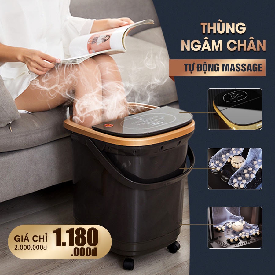 Chậu ngâm chân massage CHIGO - tặng kèm thảo dược và dầu xoa bóp - Chậu mát xa chân đa điểm rung - Bảo hành 12 tháng