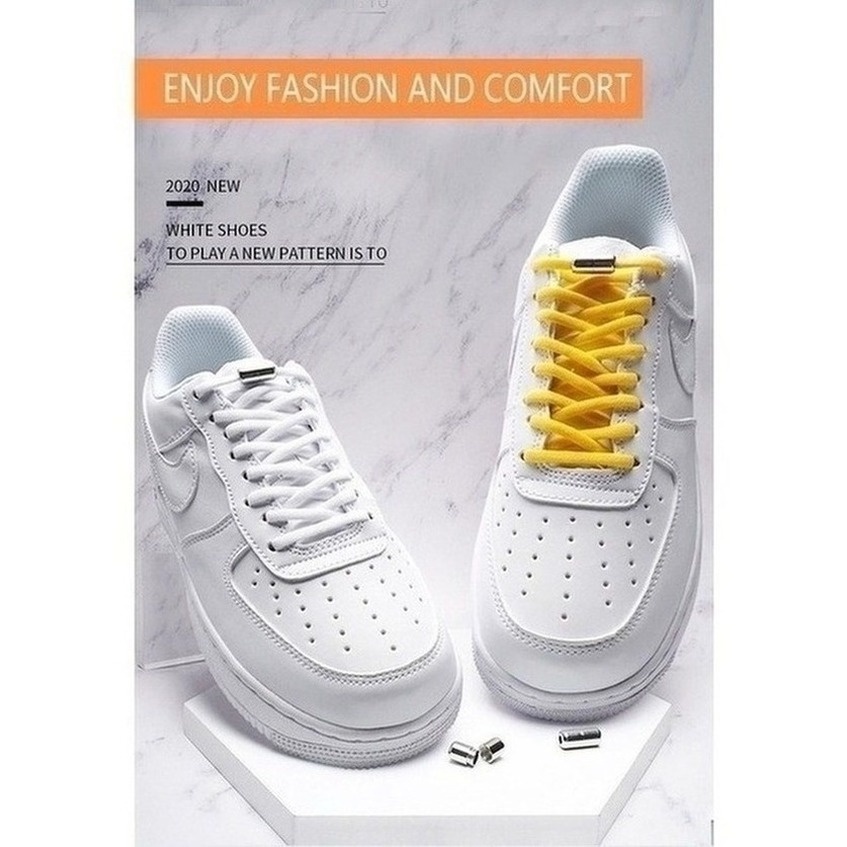 1 Cặp Dây Giày Cao Su Co Giãn Có Khóa Kim Loại Nhiều Màu Sắc 2022