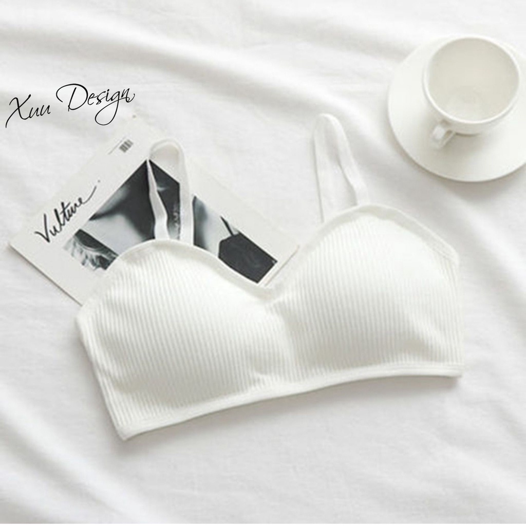 Áo bra nữ hai dây XUU, chất liệu cotton co dãn, có miếng đệm ngực - BR10 | BigBuy360 - bigbuy360.vn