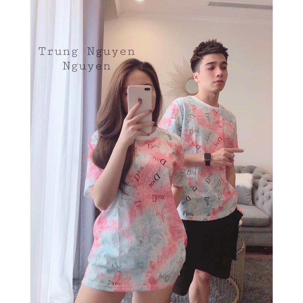 Áo thun loang màu nam nữ form rộng unisex 40kg đến 70kg