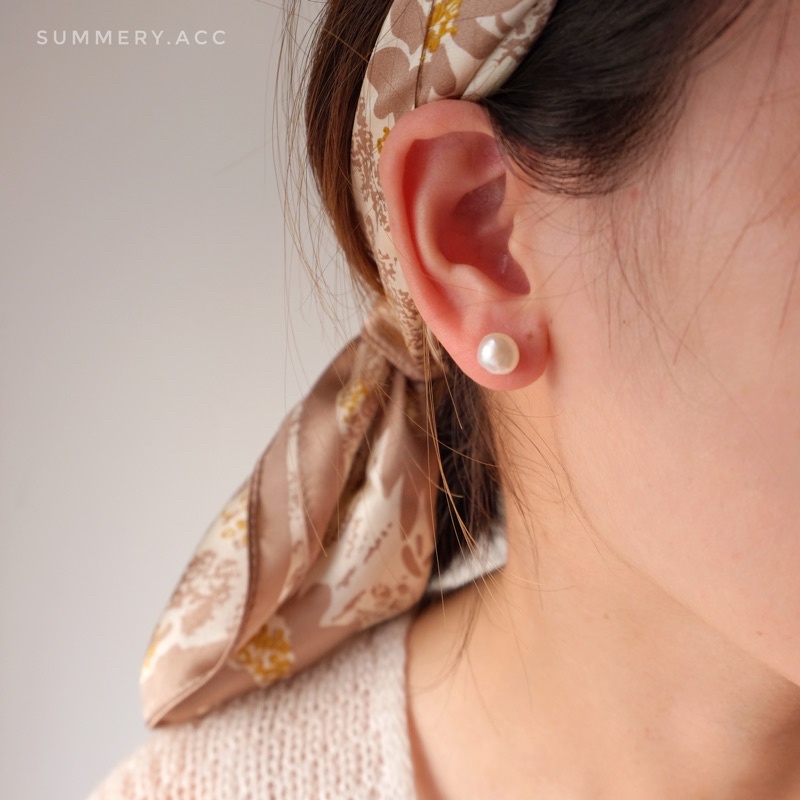 Khuyên tai bạc 925 SUMMERY nụ ngọc trai nhân tạo không đều bông tai S925