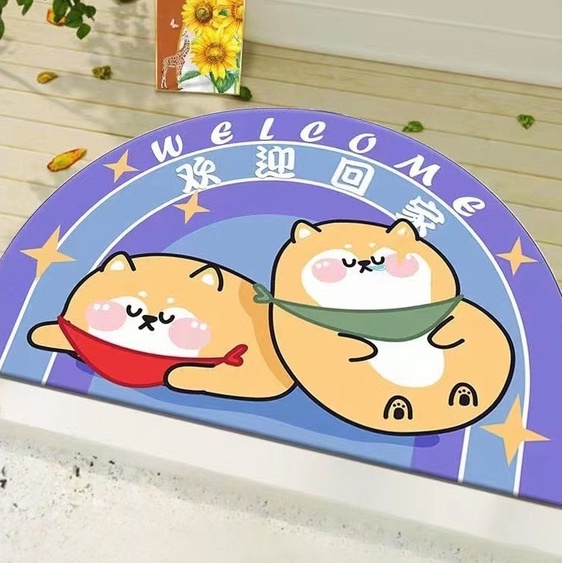 Thảm nhung lót sàn nhà MENGNI chống trơn chống bẩn họa tiết hoạt hình xinh xắn