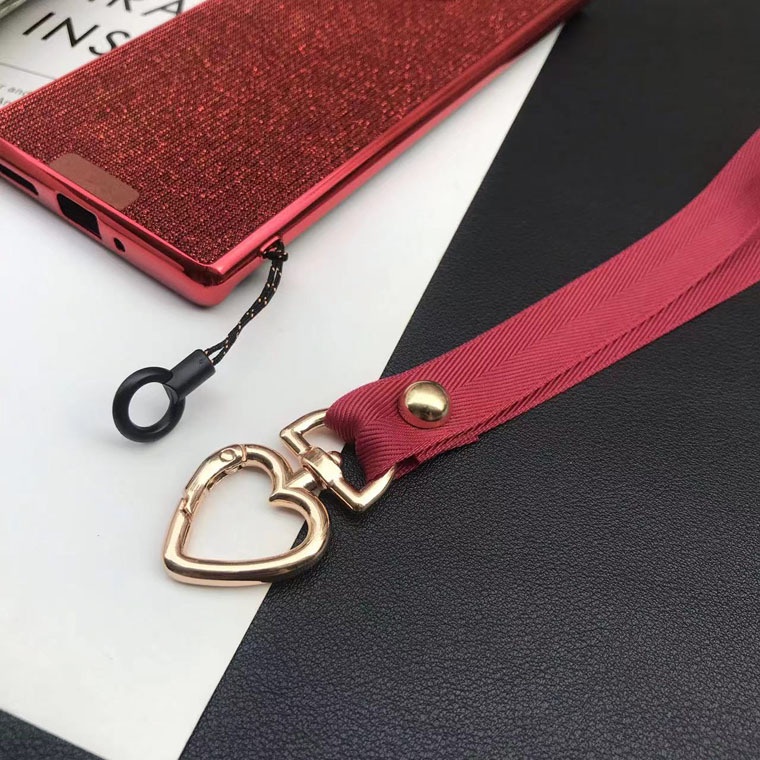 Mobile Dây Đeo Điện Thoại Dạng Ngắn Bằng Lụa Màu Trơn Có Khóa Trái Tim